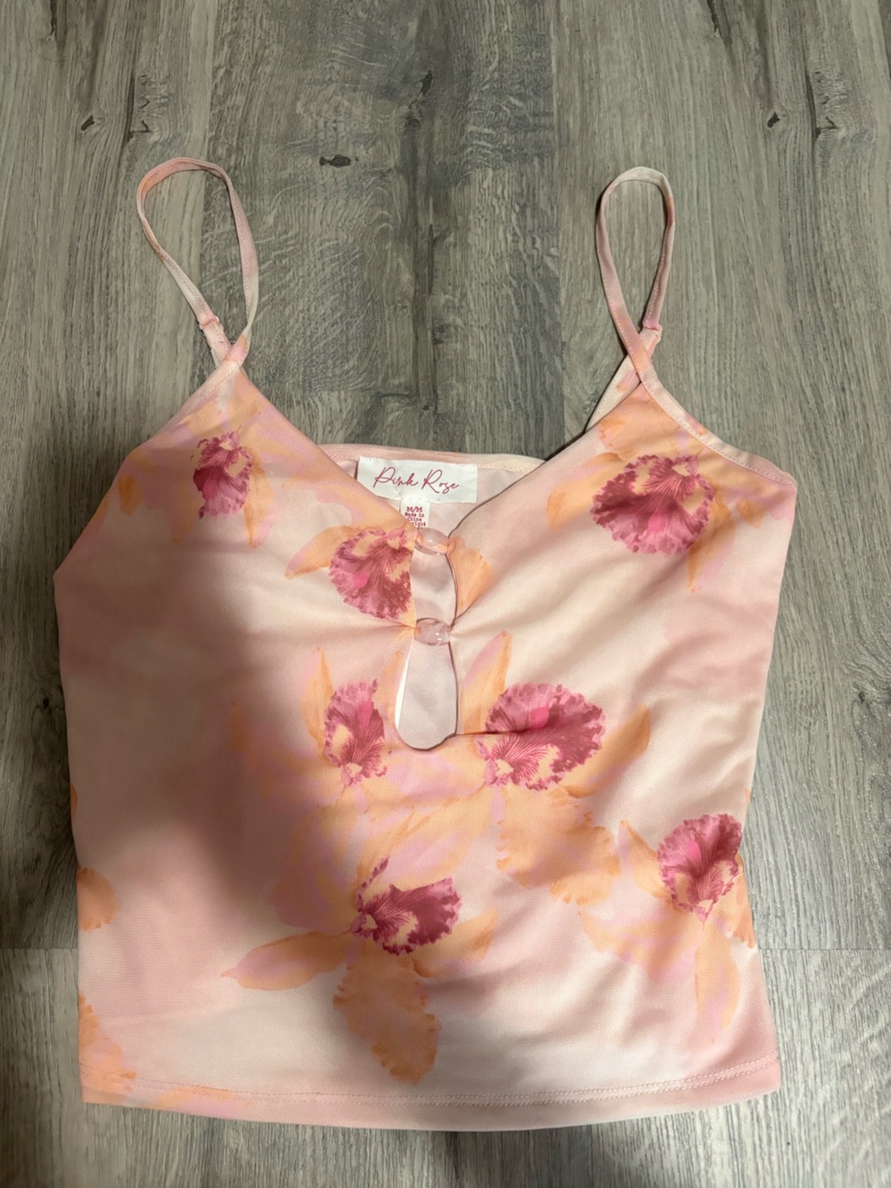 Nwt Pink Rose Pink & Peach Floral Slip Cami size medium